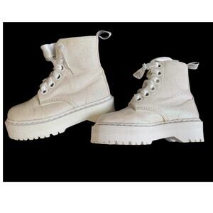 Dr Doc Martens Off White Molly Glitter Boots sz 7 L US AW004 5 UK 38 EU Platform